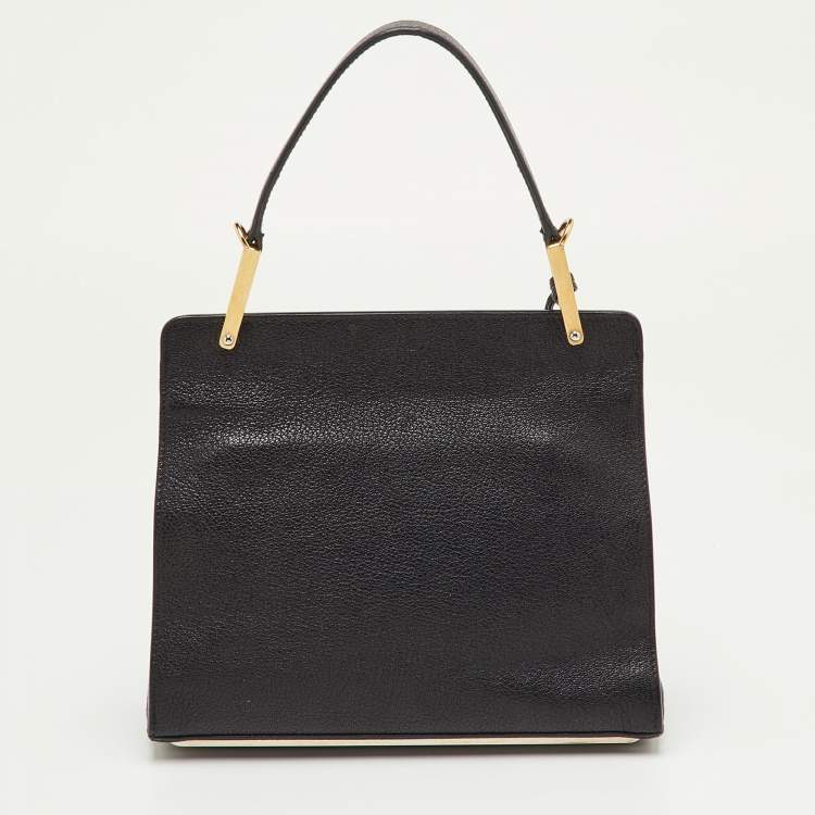 Pre Owned Balenciaga Black Leather and Ostrich Le Dix Cartable Top Handle Bag