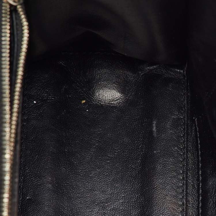 Pre Owned Balenciaga Black Leather and Ostrich Le Dix Cartable Top Handle Bag