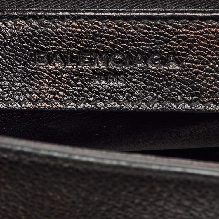 Pre Owned Balenciaga Black Leather and Ostrich Le Dix Cartable Top Handle Bag