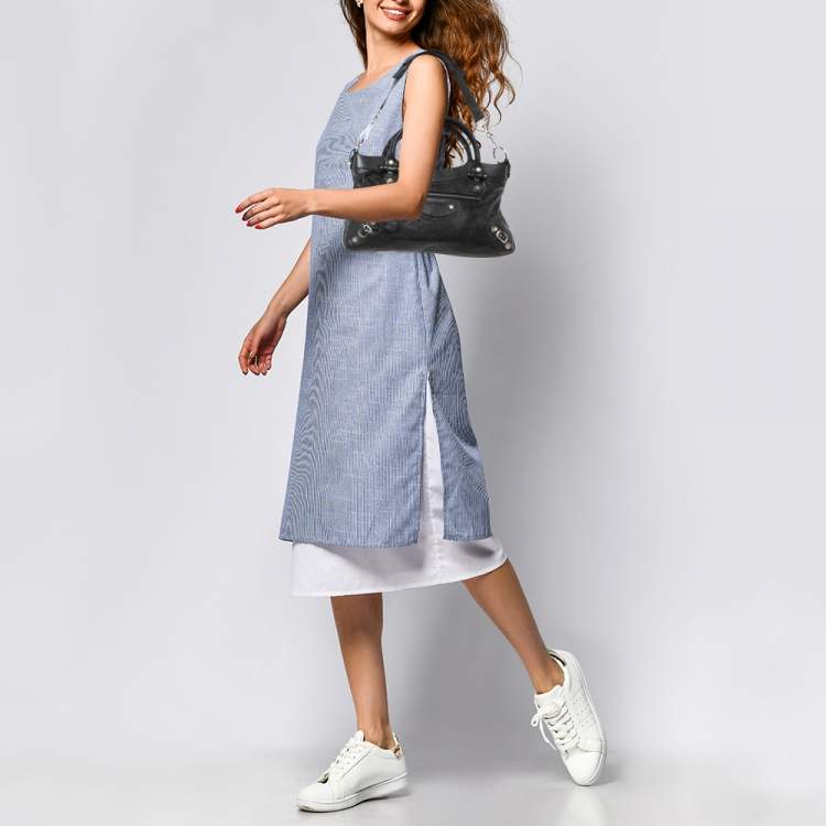 Pre Owned Balenciaga Black Leather Giant 12 First Bag