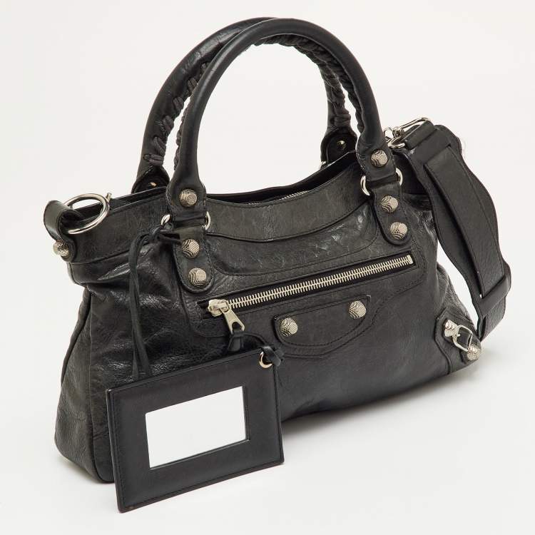 Pre Owned Balenciaga Black Leather Giant 12 First Bag