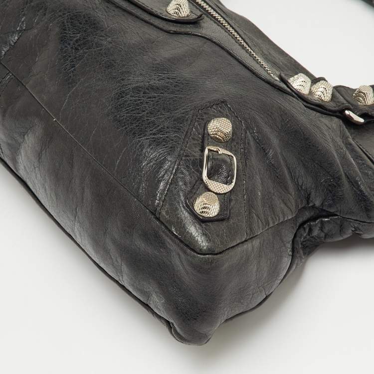 Pre Owned Balenciaga Black Leather Giant 12 First Bag