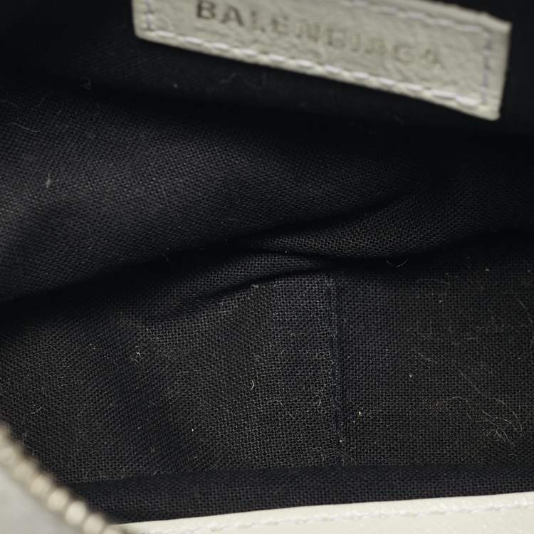 Pre Owned Balenciaga Le Cagole Crystals XS White Leather Shoulder Bag