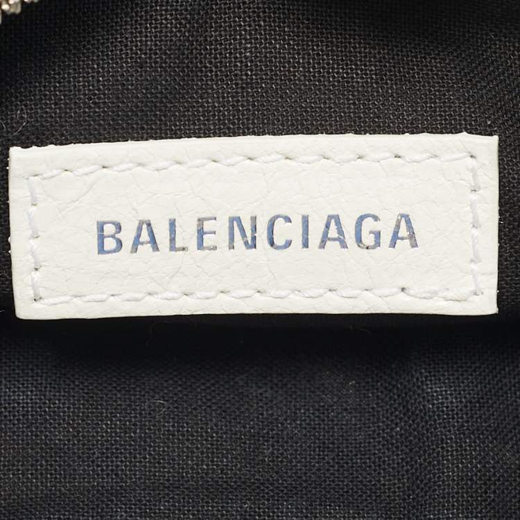 Pre Owned Balenciaga Le Cagole Crystals XS White Leather Shoulder Bag