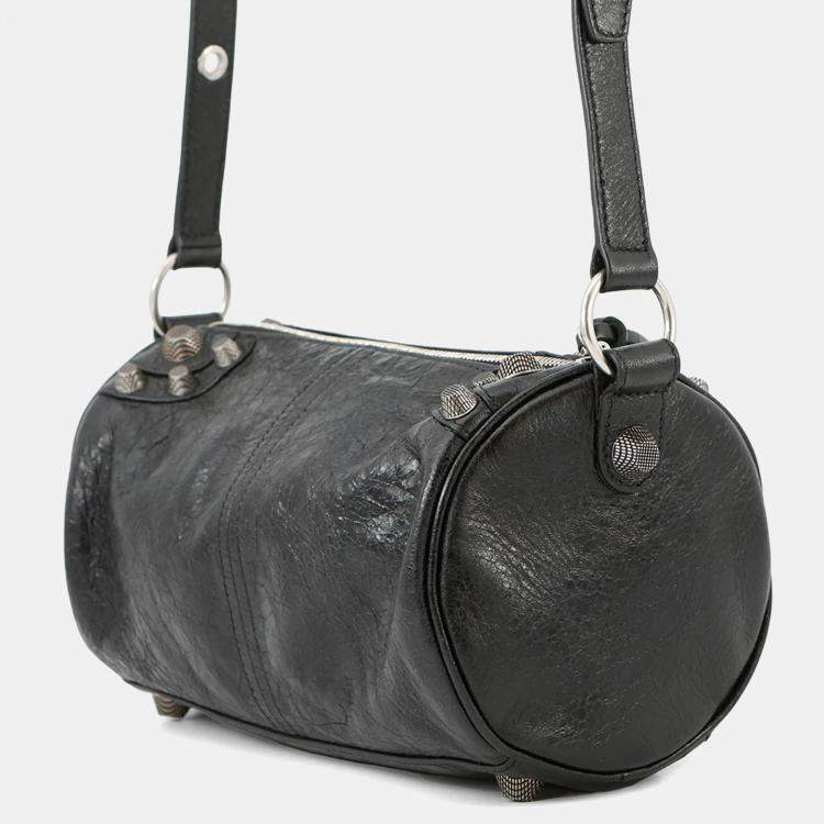Pre Owned Balenciaga Le Cagoule Cylinder Shoulder Bag Black Leather