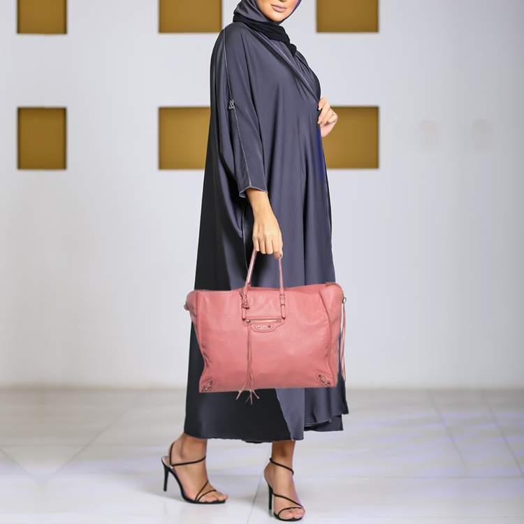 Pre Owned Balenciaga Papier A4 Pink Leather Tote