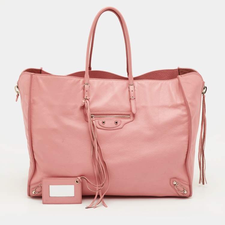 Pre Owned Balenciaga Papier A4 Pink Leather Tote