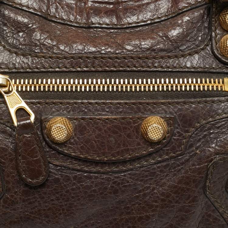 Pre Owned Balenciaga Cacao Brown Leather Mini Classic City Bag