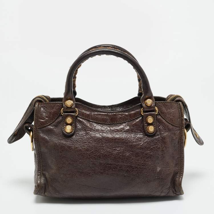 Pre Owned Balenciaga Cacao Brown Leather Mini Classic City Bag