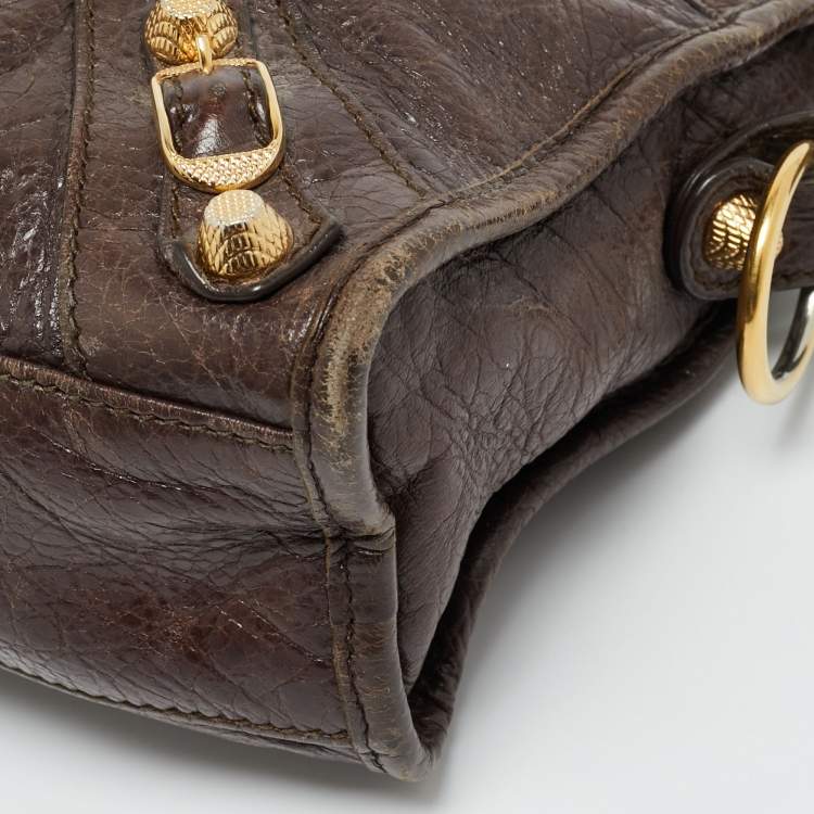 Pre Owned Balenciaga Cacao Brown Leather Mini Classic City Bag