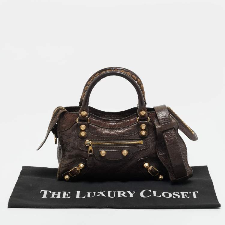 Pre Owned Balenciaga Cacao Brown Leather Mini Classic City Bag