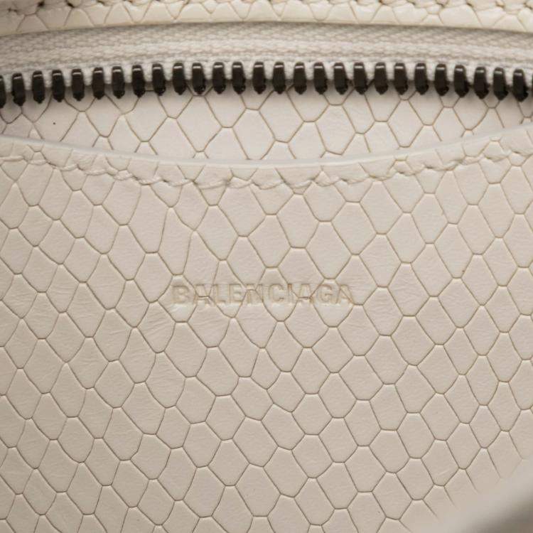 Pre Owned Balenciaga White Mini Python Embossed Calfskin Neo Classic City Satchel