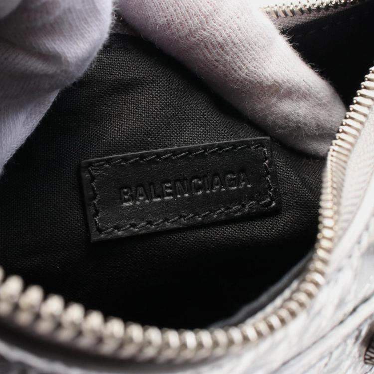 Pre Owned Balenciaga Le Cagole Leather Shoulder Bag Silver