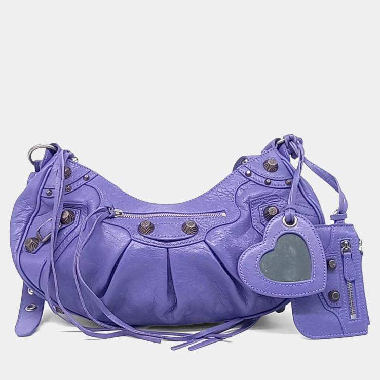 Pre Owned Balenciaga Purple Leather Le Cargo Bag Small