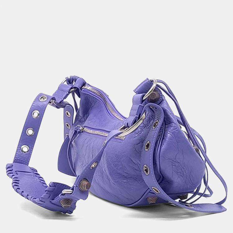 Pre Owned Balenciaga Purple Leather Le Cargo Bag Small