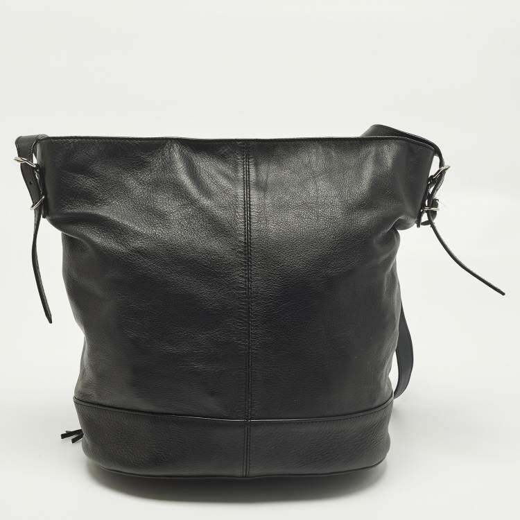 مملوكة مسبقًا Balenciaga Papier Drop Black Leather Bucket Bag