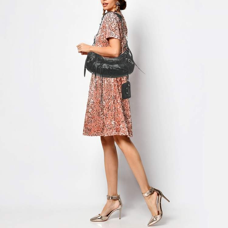 Pre Owned Balenciaga Le Cagole Small Black Leather Shoulder Bag