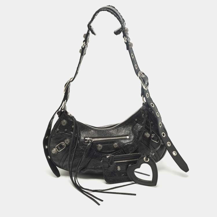 Pre Owned Balenciaga Le Cagole Small Black Leather Shoulder Bag