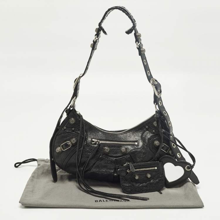 Pre Owned Balenciaga Le Cagole Small Black Leather Shoulder Bag