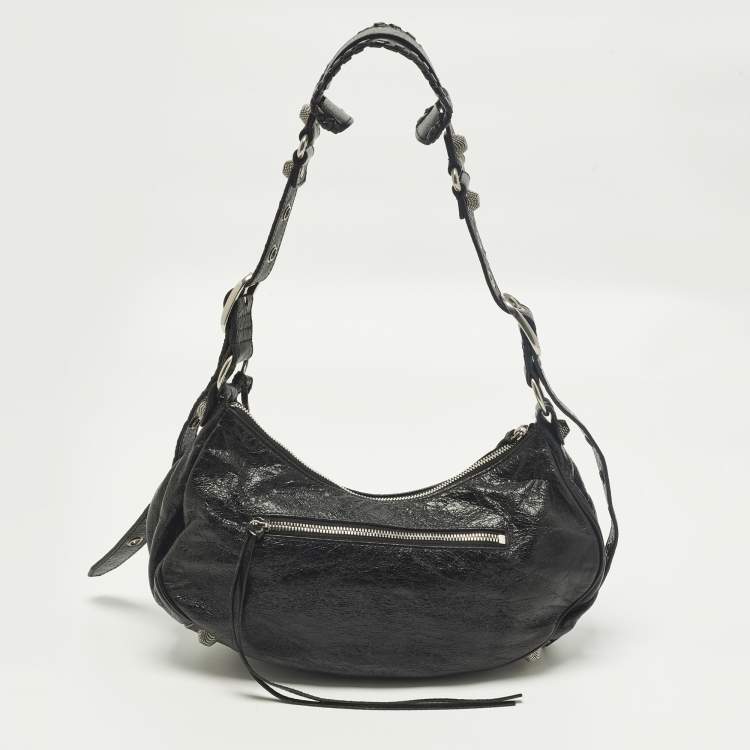 Pre Owned Balenciaga Le Cagole Small Black Leather Shoulder Bag