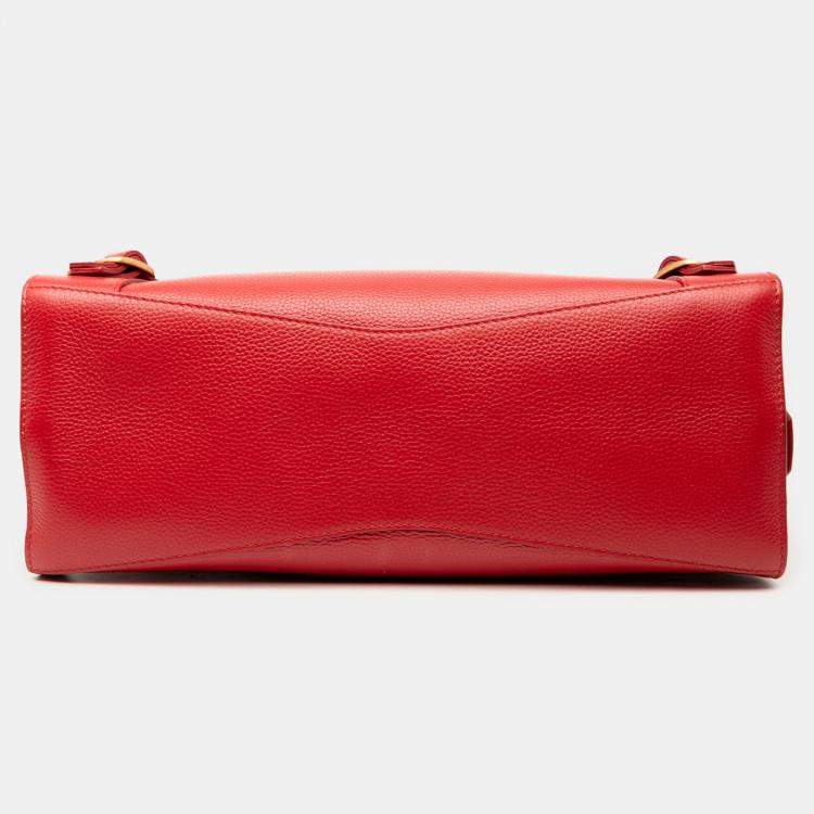 مملوكة مسبقًا Balenciaga Red Small Grained Calfskin Motocross Neo Classic City Satchel