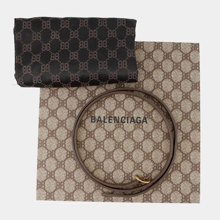 Pre Owned Balenciaga Gucci X Balenciaga The Hacker Project Jackie1961 Shoulder Bag Beige/Brown Pvc Leather Size Mini