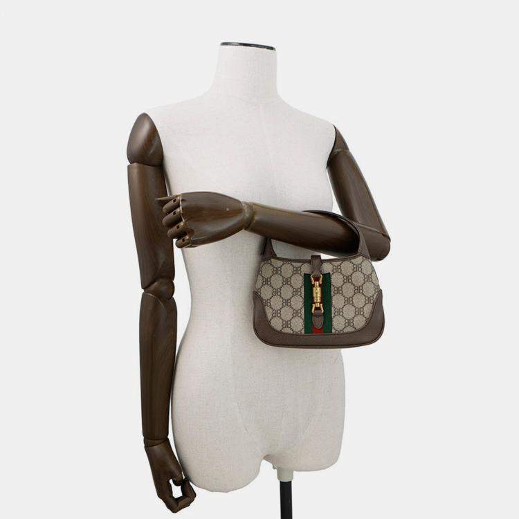 Pre Owned Balenciaga Gucci X Balenciaga The Hacker Project Jackie1961 Shoulder Bag Beige/Brown Pvc Leather Size Mini