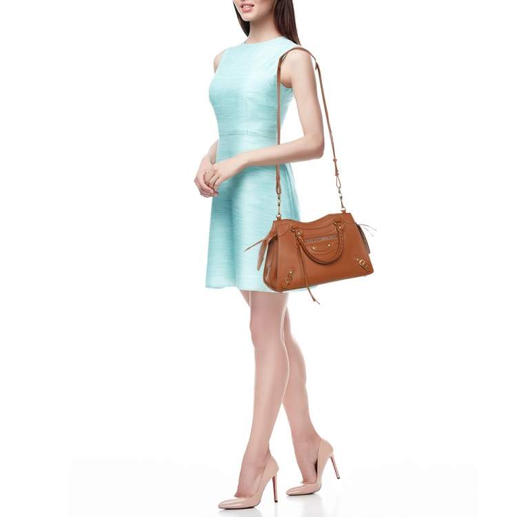 Pre Owned حقيبة يد بالنسياجا نيو كلاسيك سيتي صغيرة جلد بني