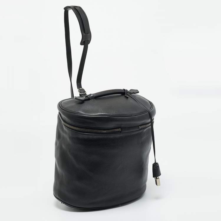 Pre Owned حقيبة يد علوية بالنسياقا سيليندر جلد أسود