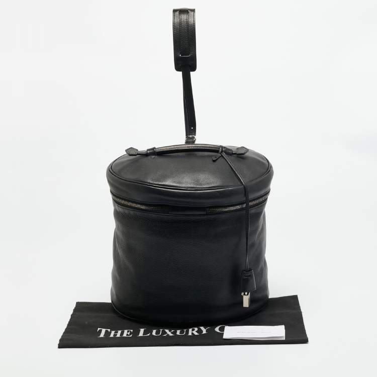 Pre Owned حقيبة يد علوية بالنسياقا سيليندر جلد أسود