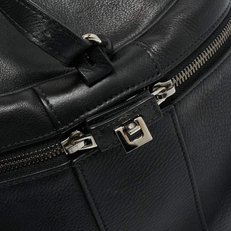 Pre Owned حقيبة يد علوية بالنسياقا سيليندر جلد أسود