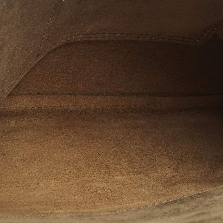 Pre Owned Balenciaga Milky Way Papier Papier Gold Shimmer Leather Wristlet Clutch