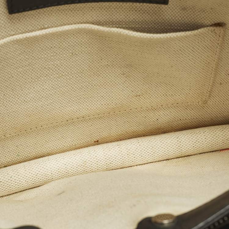 Pre Owned Balenciaga Pochette Off White/Black Canvas and Leather Shoulder Bag