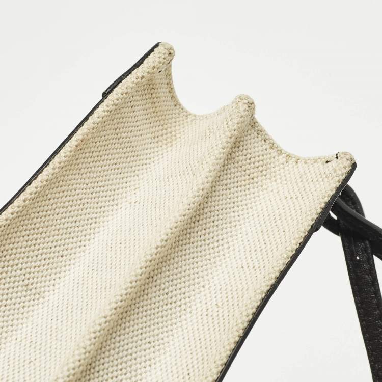 Pre Owned Balenciaga Pochette Off White/Black Canvas and Leather Shoulder Bag