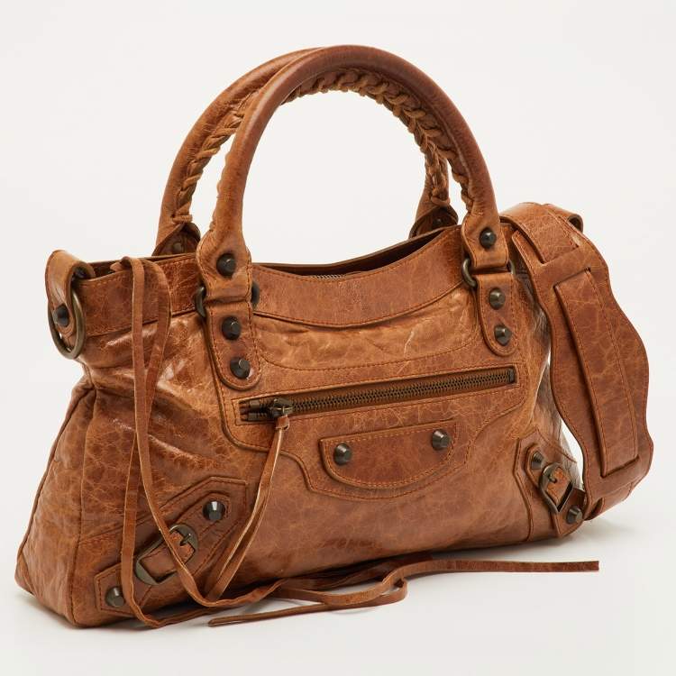 Pre Owned Balenciaga First Brown Leather Classic Motorcycle Bag