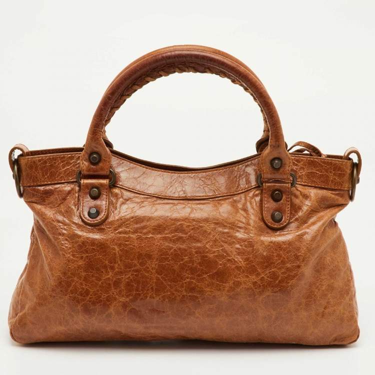 Pre Owned Balenciaga First Brown Leather Classic Motorcycle Bag