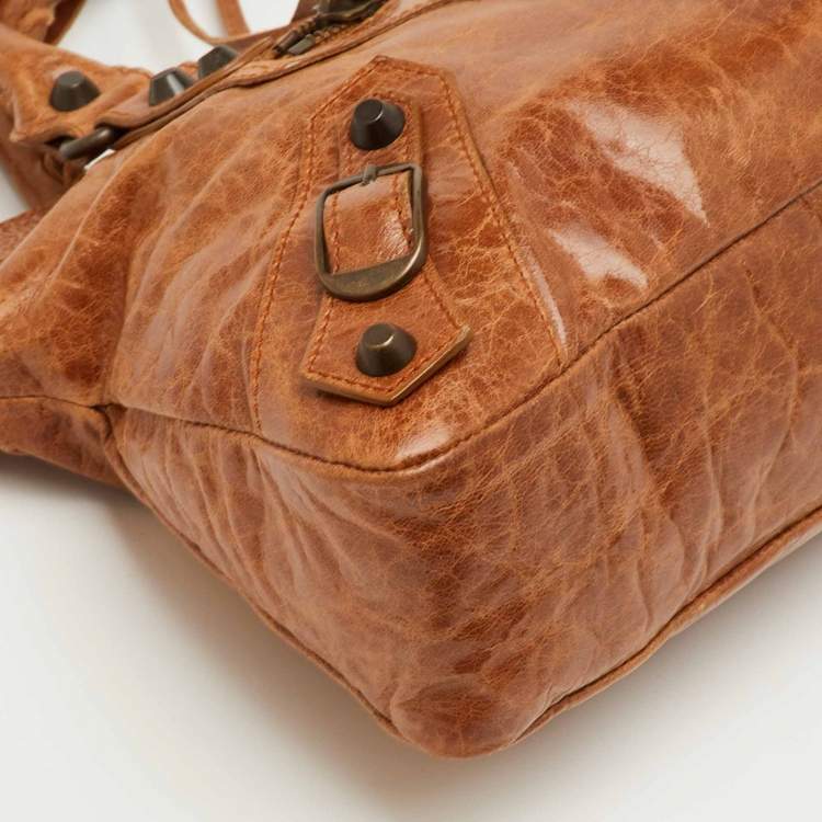 Pre Owned Balenciaga First Brown Leather Classic Motorcycle Bag