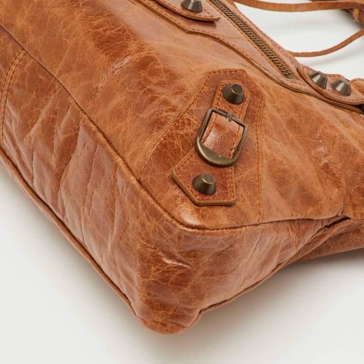 Pre Owned Balenciaga First Brown Leather Classic Motorcycle Bag