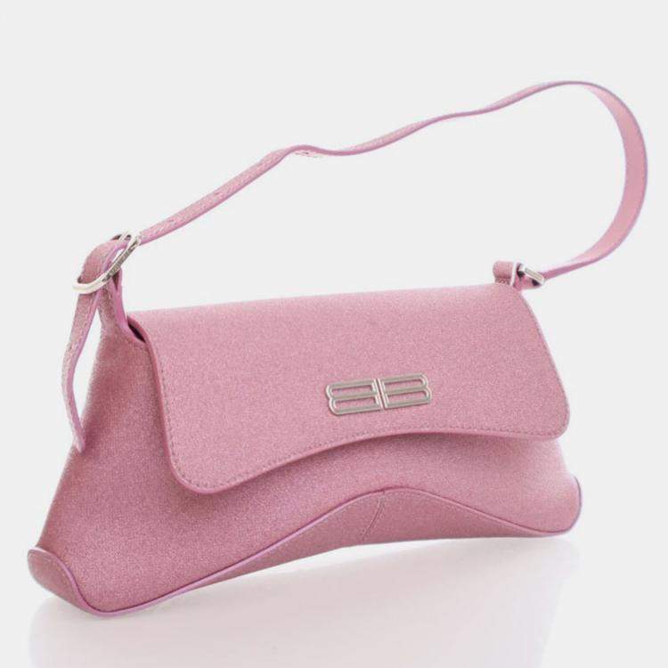 Pre Owned Balenciaga XX Pink Fabric Glitter  Flap