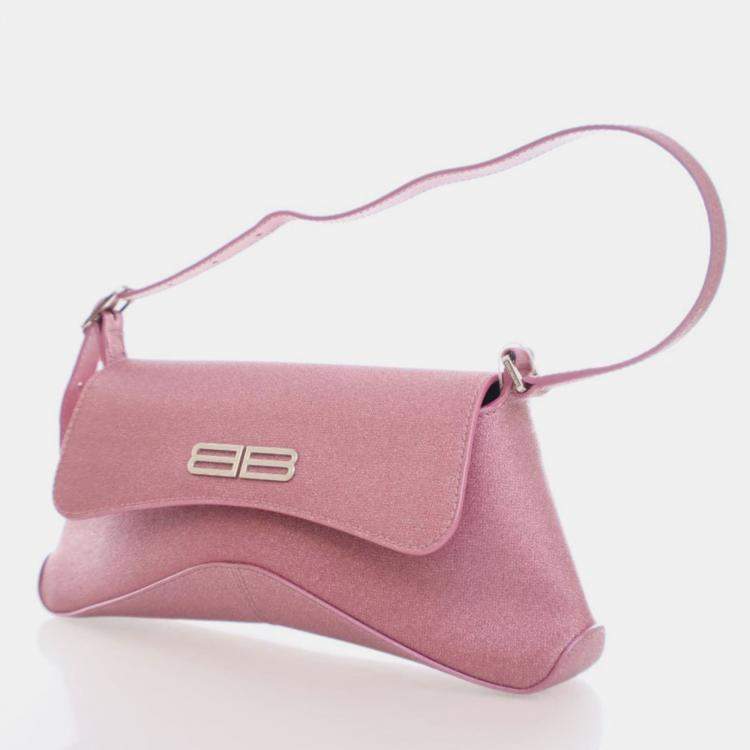 Pre Owned Balenciaga XX Pink Fabric Glitter  Flap