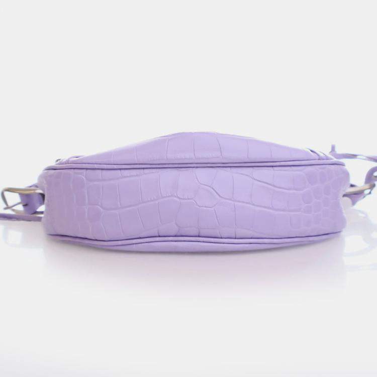 مملوكة مسبقًا Balenciaga Purple Embossed Crocodile Le Cagole XS