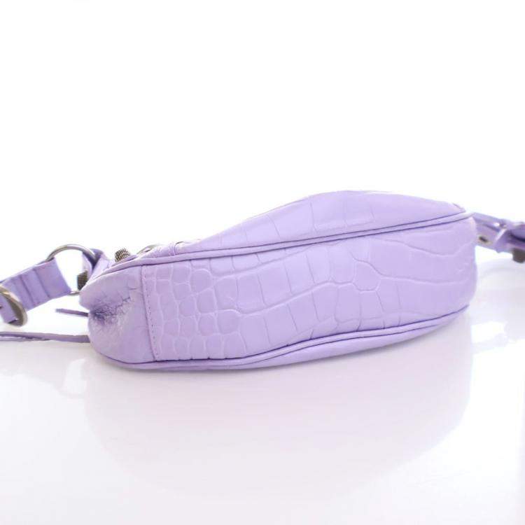 مملوكة مسبقًا Balenciaga Purple Embossed Crocodile Le Cagole XS