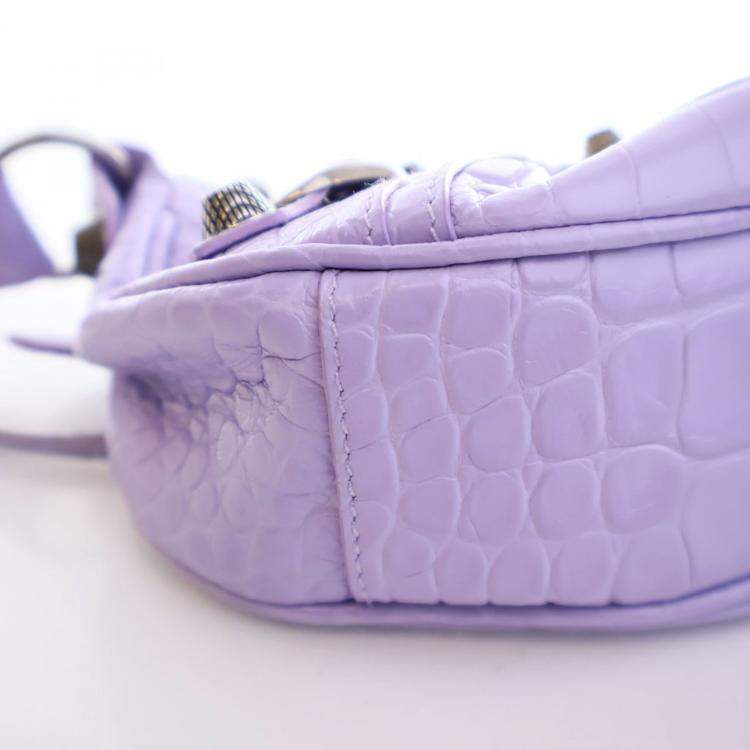 مملوكة مسبقًا Balenciaga Purple Embossed Crocodile Le Cagole XS