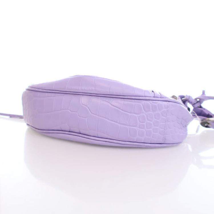 مملوكة مسبقًا Balenciaga Purple Embossed Crocodile Le Cagole XS