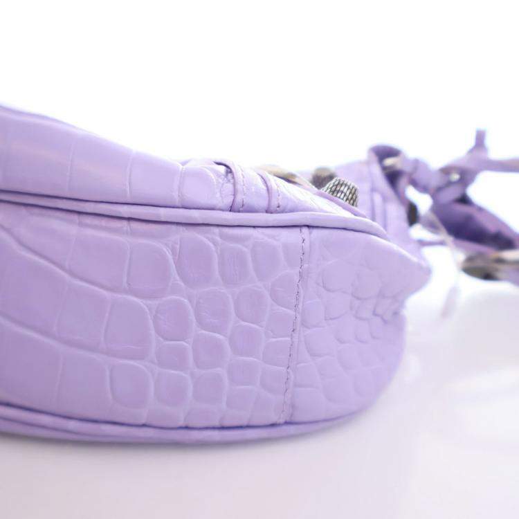 مملوكة مسبقًا Balenciaga Purple Embossed Crocodile Le Cagole XS