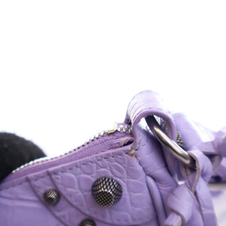 مملوكة مسبقًا Balenciaga Purple Embossed Crocodile Le Cagole XS