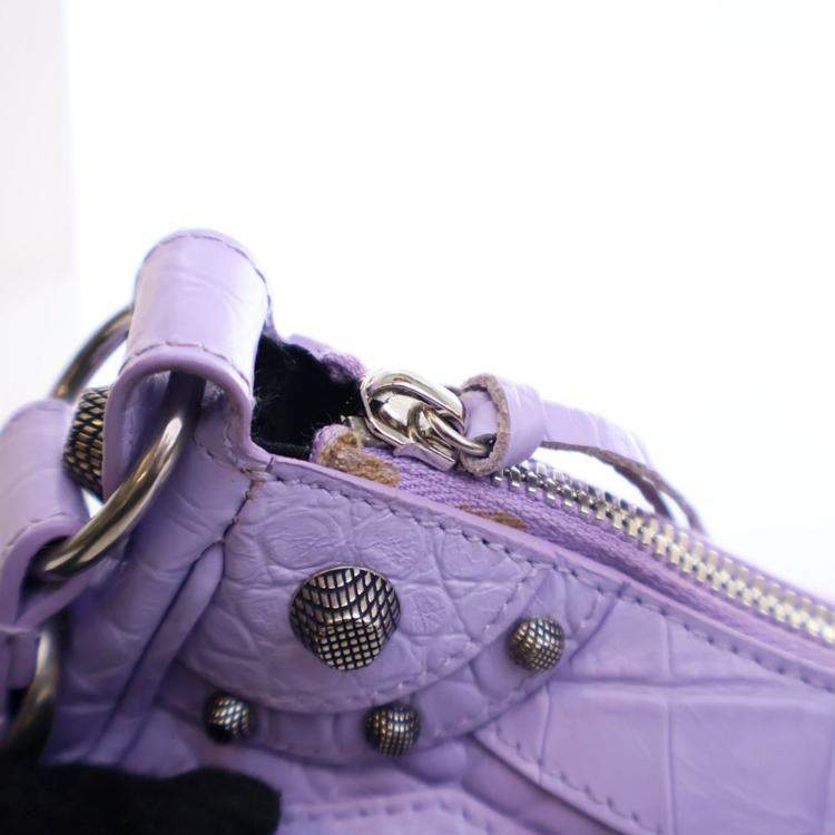 مملوكة مسبقًا Balenciaga Purple Embossed Crocodile Le Cagole XS
