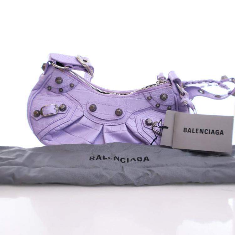 مملوكة مسبقًا Balenciaga Purple Embossed Crocodile Le Cagole XS