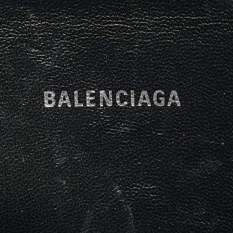 Pre Owned Balenciaga Hourglass XS Black Croc Embossed Leather Top Handle Bag