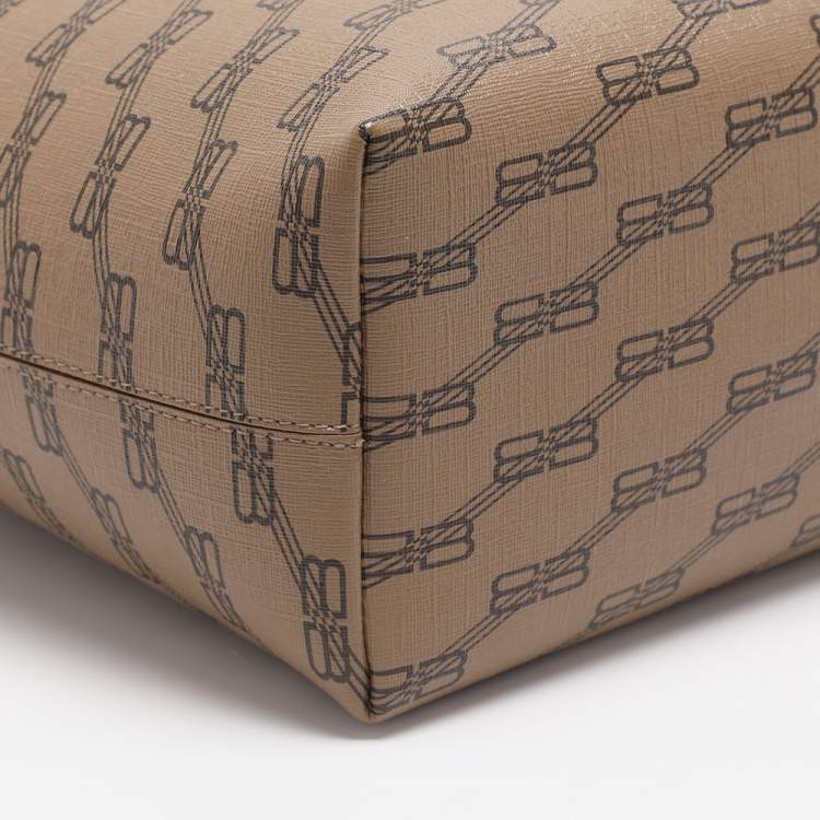 Pre Owned حقيبة بالنسياغا توت كانفاس مغلفة بنقش بني/بيج متوسط